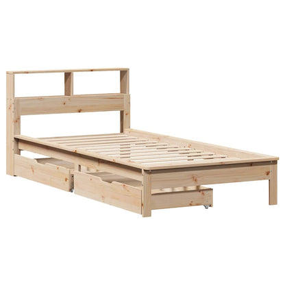 Letto Libreria senza Materasso 90x200 cm Legno Massello Pino