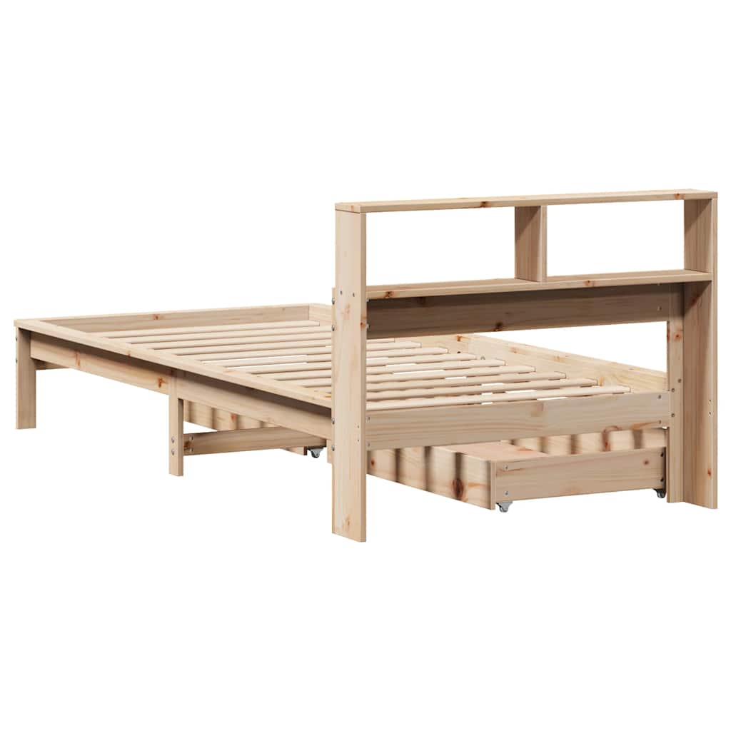 Letto Libreria senza Materasso 90x200 cm Legno Massello Pino