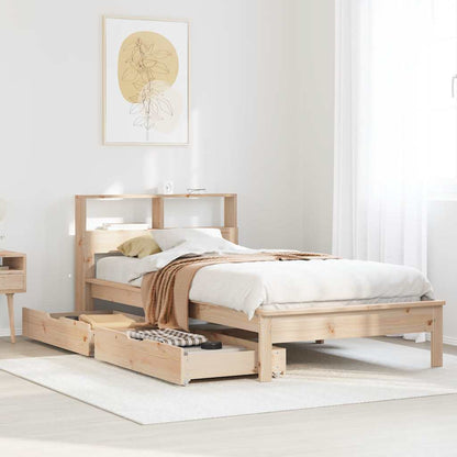 Letto Libreria senza Materasso 90x200 cm Legno Massello Pino