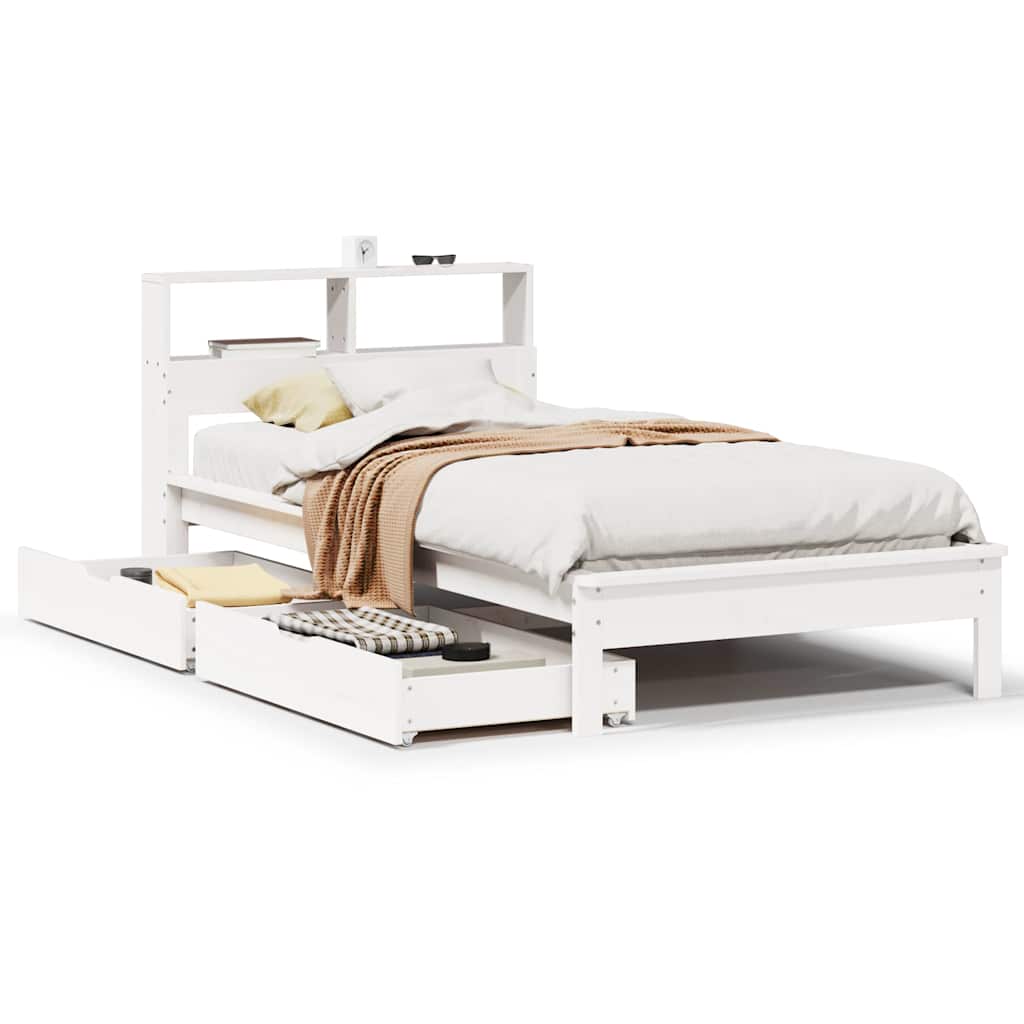 Letto Libreria senza Materasso Bianca 90x200 cm Legno di Pino - homemem39