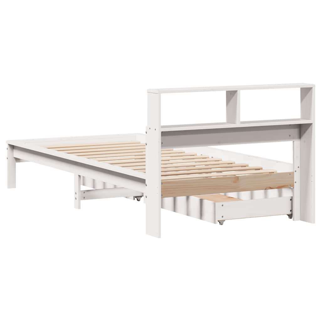 Letto Libreria senza Materasso Bianca 90x200 cm Legno di Pino - homemem39