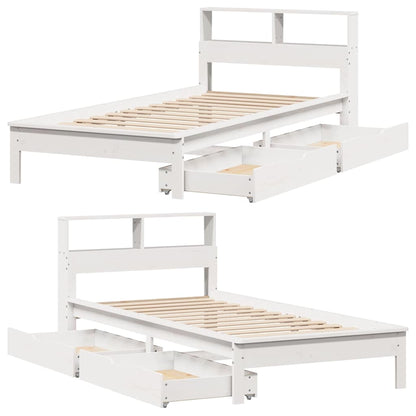 Letto Libreria senza Materasso Bianca 90x200 cm Legno di Pino - homemem39