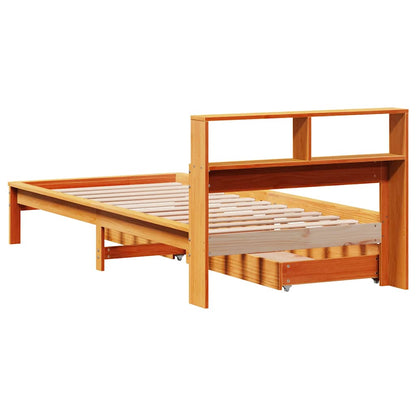 Letto Libreria senza Materasso Marrone Cera 90x200 cm in Pino | homemem39