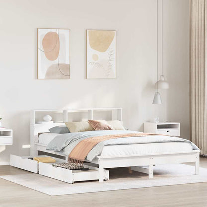 Letto Libreria senza Materasso Bianco 140x190 cm Legno di Pino | homemem39
