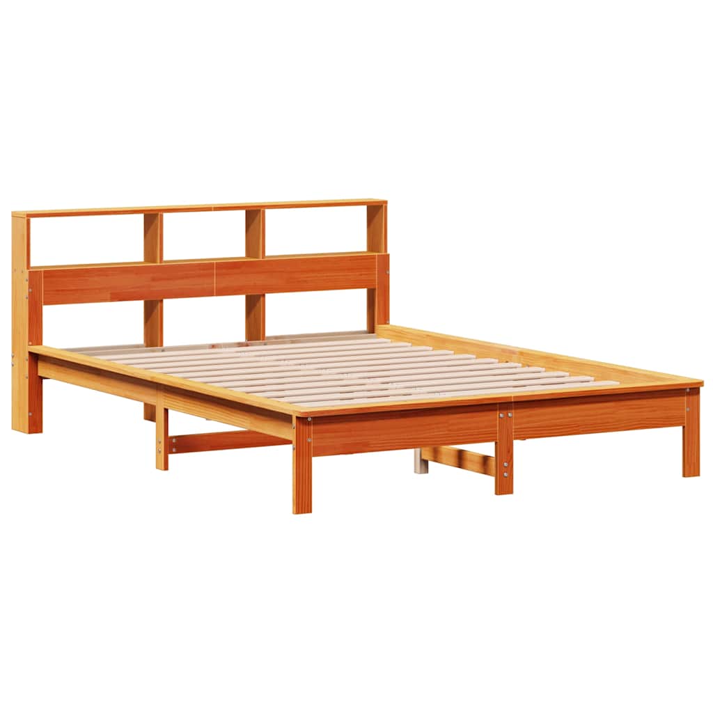 Letto Libreria senza Materasso Marrone Cera 140x190 cm in Pino | homemem39