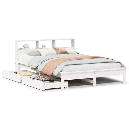 Letto Libreria senza Materasso Bianco 135x190 cm Legno di Pino | homemem39