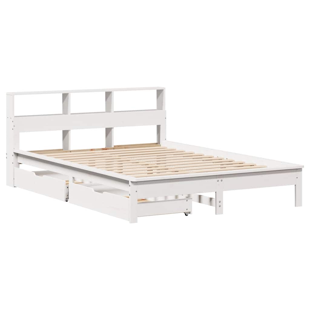 Letto Libreria senza Materasso Bianco 135x190 cm Legno di Pino | homemem39