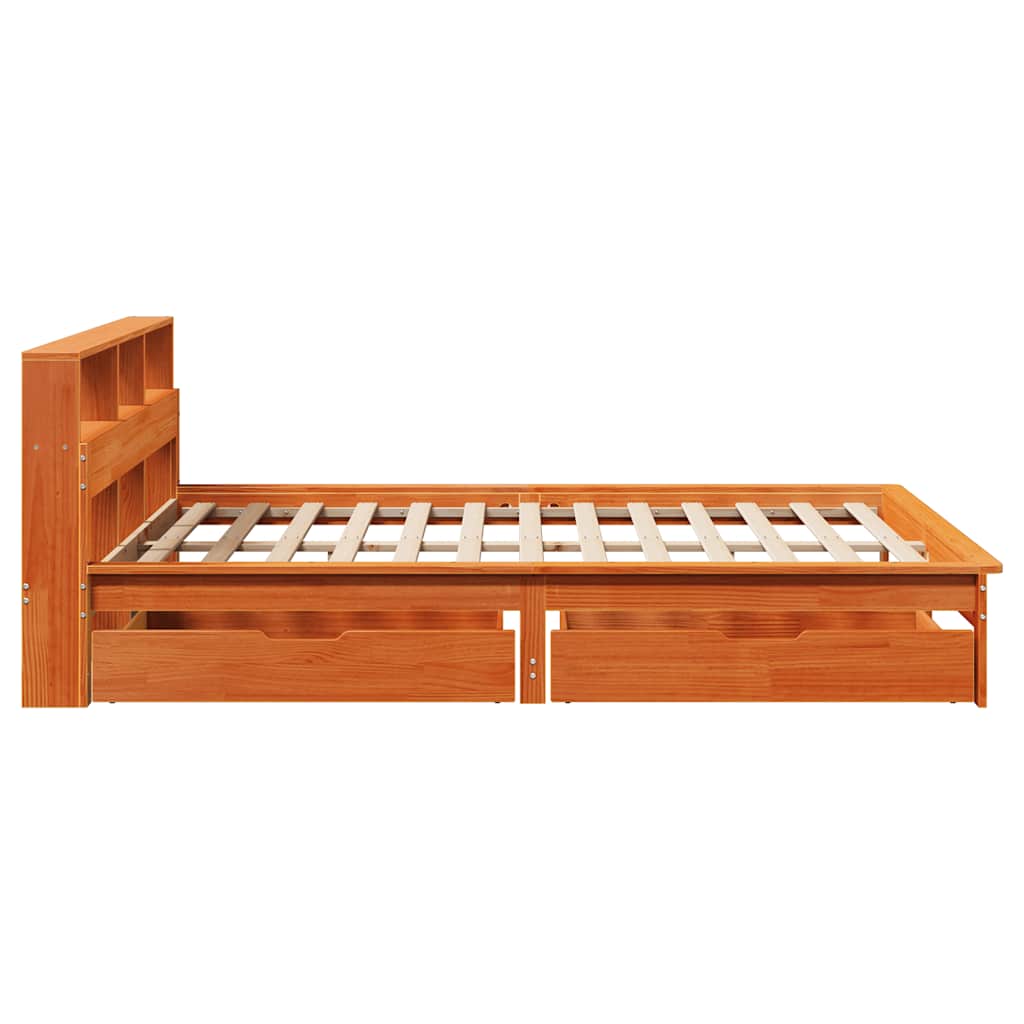 Letto Libreria senza Materasso Marrone Cera 120x190 cm in Pino | homemem39