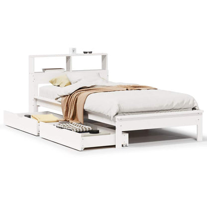 Letto Libreria senza Materasso Bianco 90x190 cm Massello Pino - homemem39