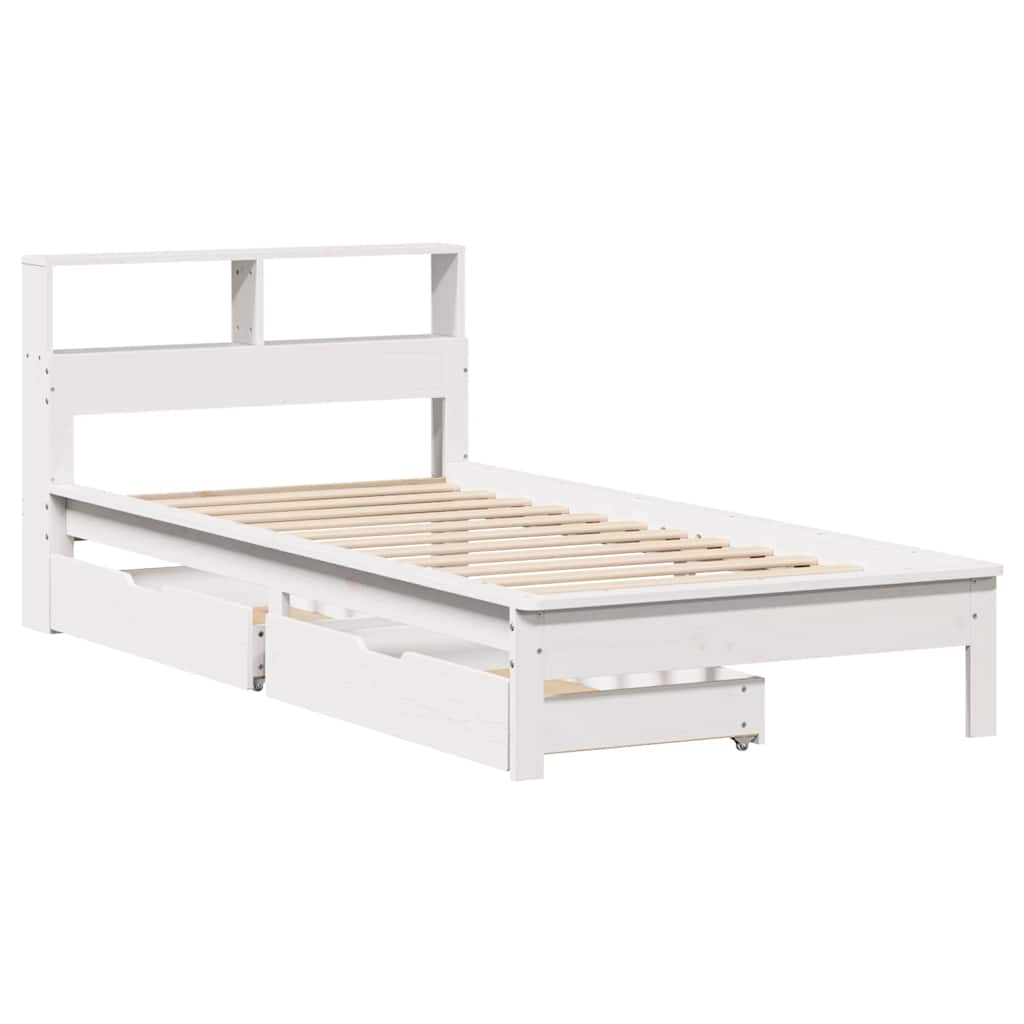 Letto Libreria senza Materasso Bianco 90x190 cm Massello Pino - homemem39