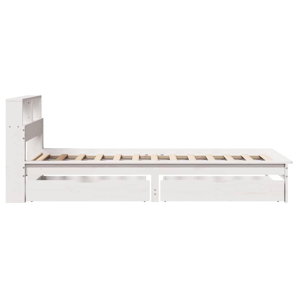 Letto Libreria senza Materasso Bianco 90x190 cm Massello Pino - homemem39