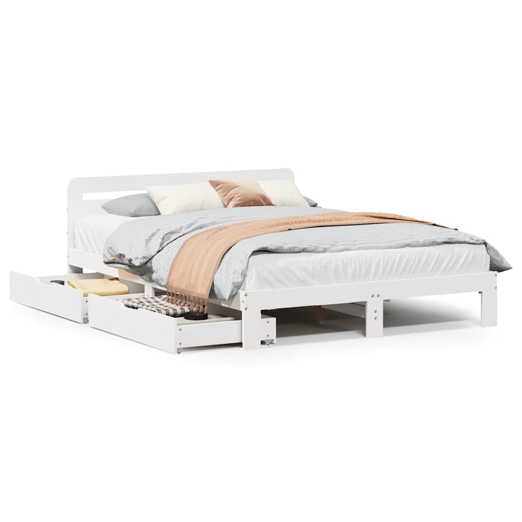Giroletto senza Materasso Bianco 140x200 cm Legno Massello Pino | homemem39