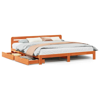 Giroletto senza Materasso Marrone Cera 180x200 cm Legno di Pino | homemem39