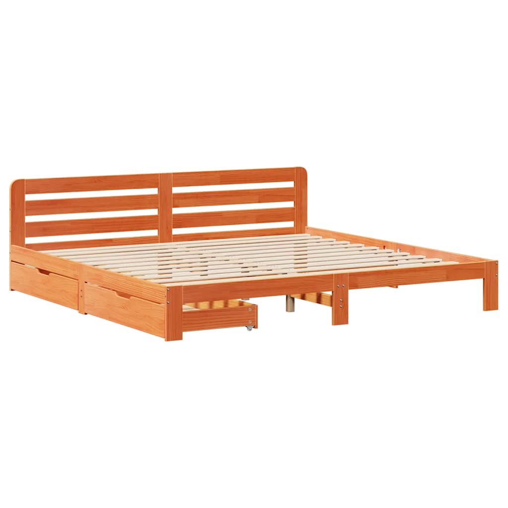 Giroletto senza Materasso Marrone Cera 180x200 cm Legno di Pino | homemem39