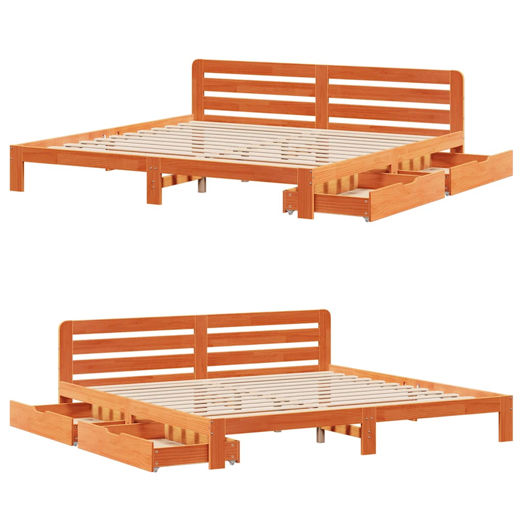 Giroletto senza Materasso Marrone Cera 180x200 cm Legno di Pino | homemem39