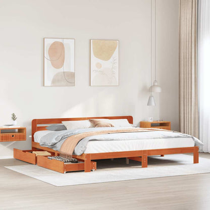 Giroletto senza Materasso Marrone Cera 180x200 cm Legno di Pino | homemem39