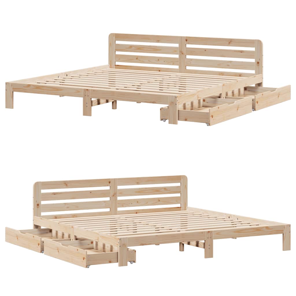 Giroletto senza Materasso 200x200 cm in Legno Massello di Pino