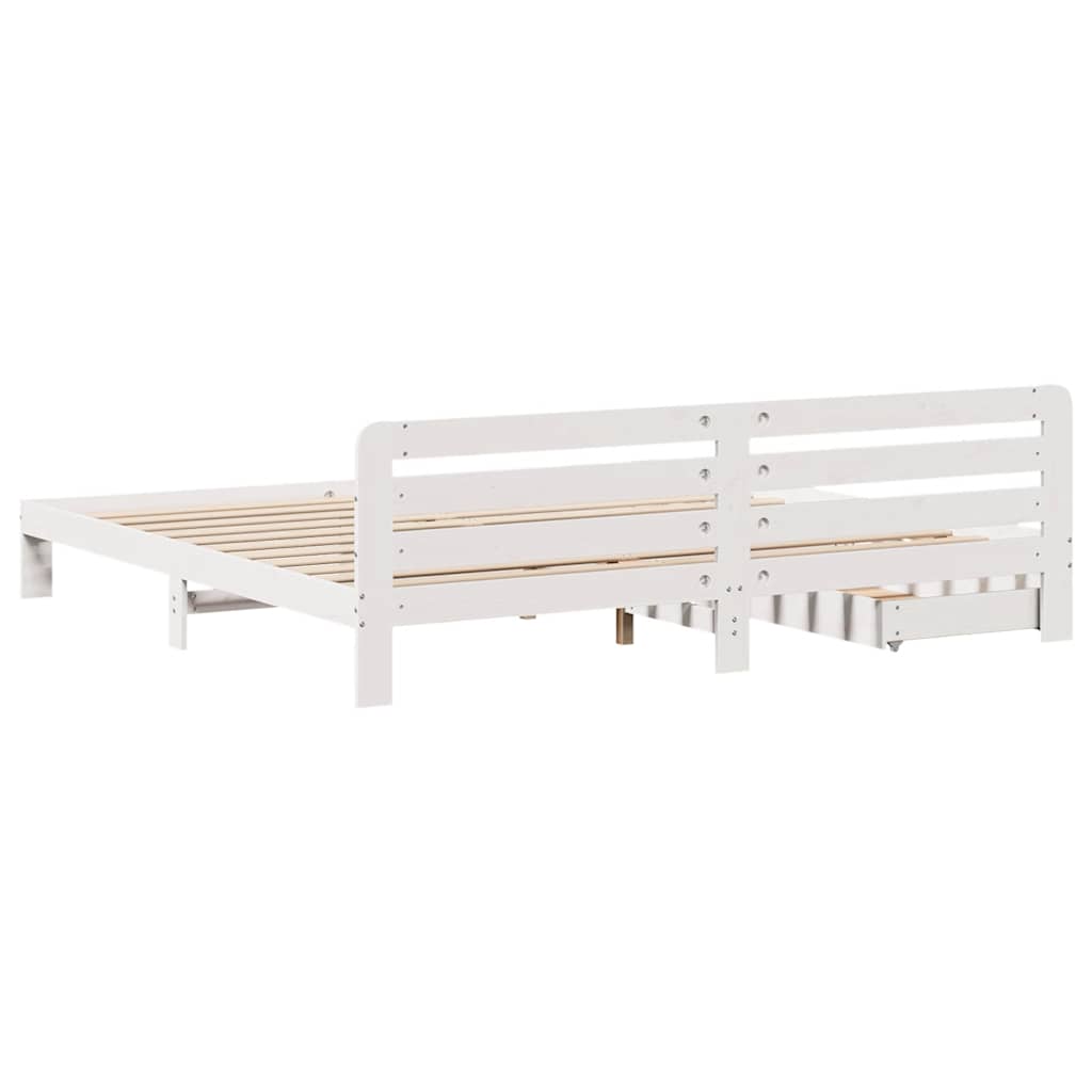 Giroletto senza Materasso Bianco 200x200 cm Legno Massello Pino | homemem39