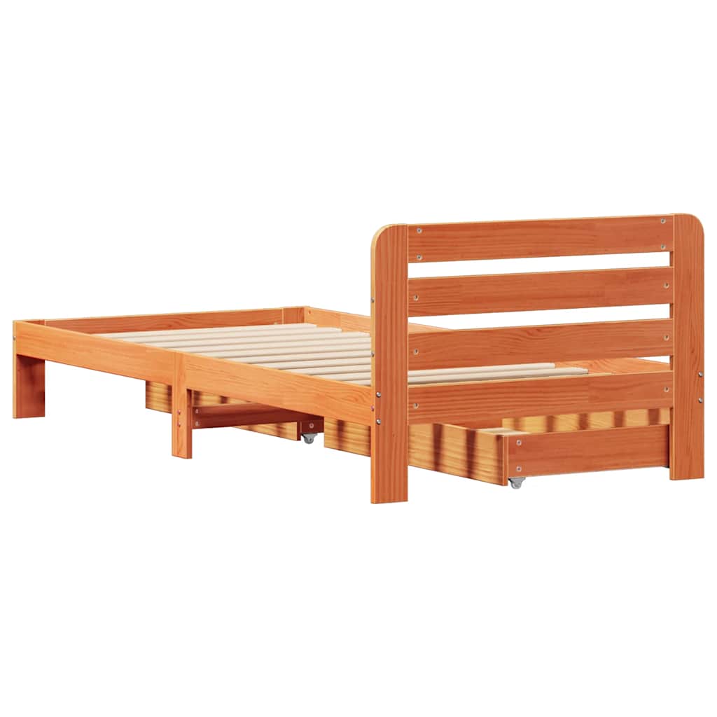 Letto senza Materasso Marrone Cera 75x190 cm in Legno di Pino