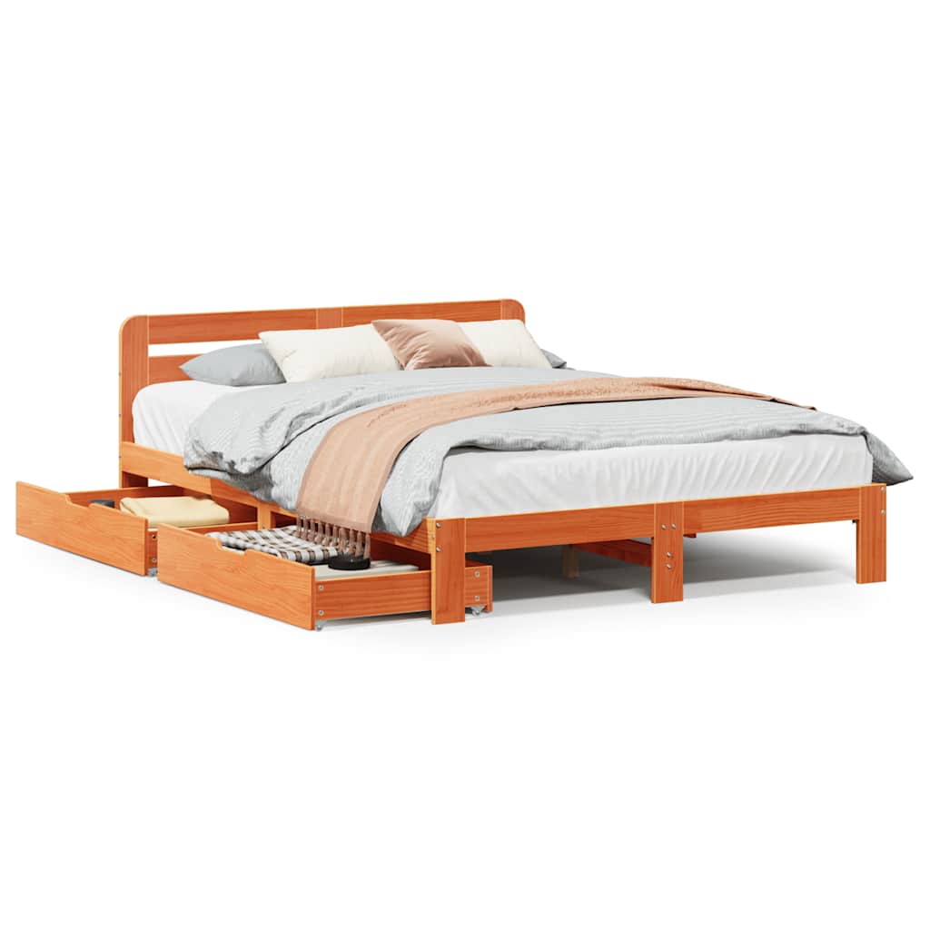 Letto senza Materasso Marrone Cera 120x190 cm in Legno di Pino | homemem39