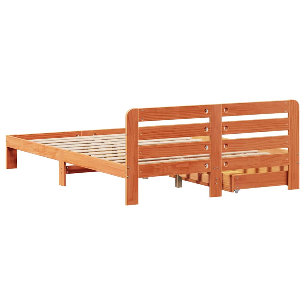 Letto senza Materasso Marrone Cera 120x190 cm in Legno di Pino | homemem39