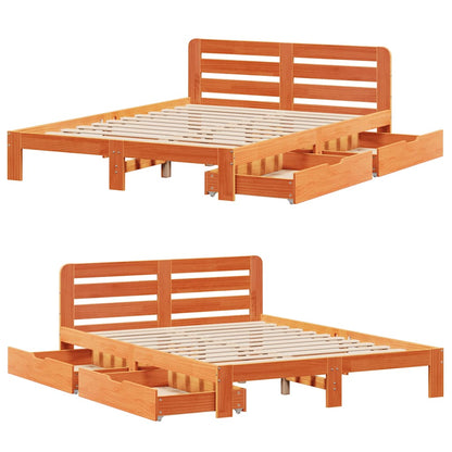 Letto senza Materasso Marrone Cera 120x190 cm in Legno di Pino | homemem39