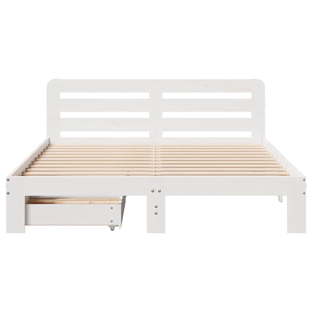 Letto senza Materasso Bianco 135x190 cm Legno Massello di Pino
