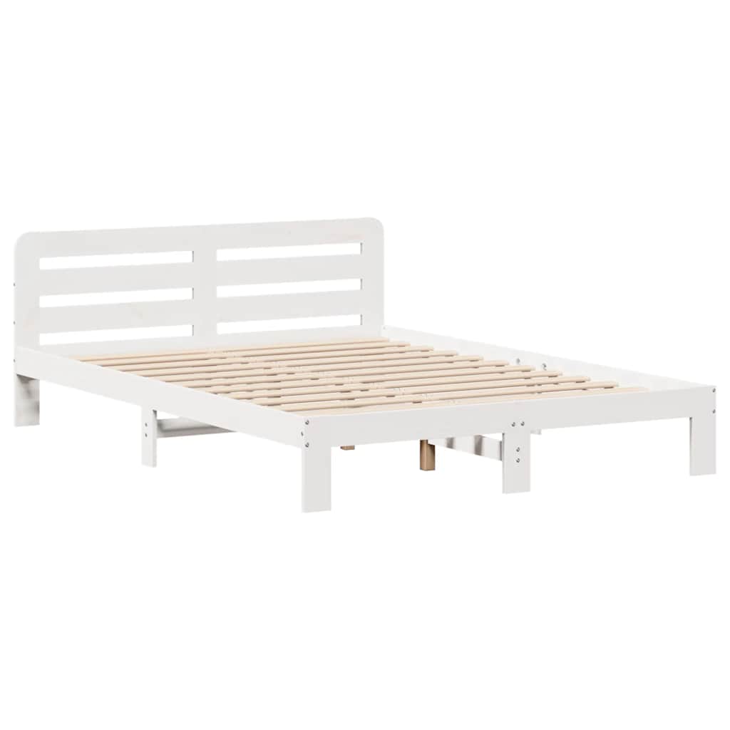 Letto senza Materasso Bianco 135x190 cm Legno Massello di Pino - homemem39