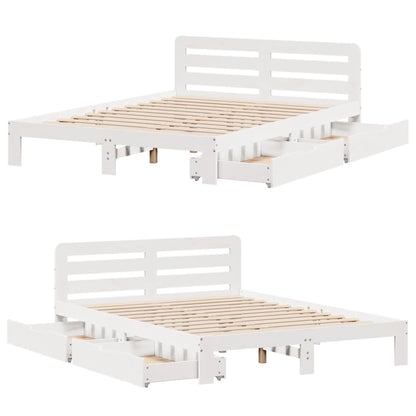 Letto senza Materasso Bianco 135x190 cm Legno Massello di Pino - homemem39