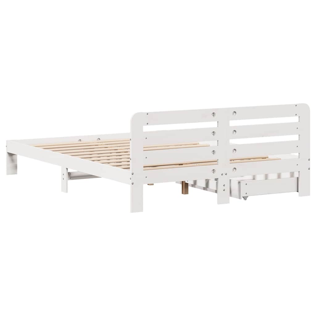 Letto senza Materasso Bianco 140x190 cm Legno Massello di Pino - homemem39