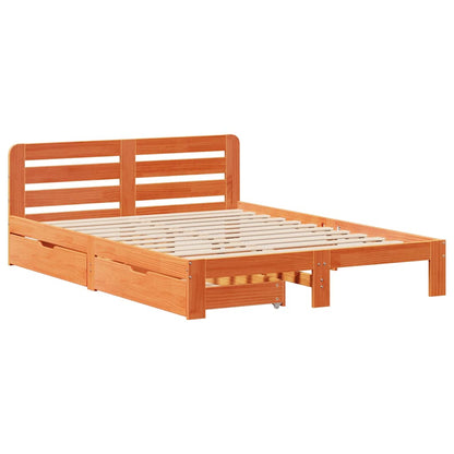 Letto senza Materasso Marrone Cera 140x190 cm in Legno di Pino | homemem39