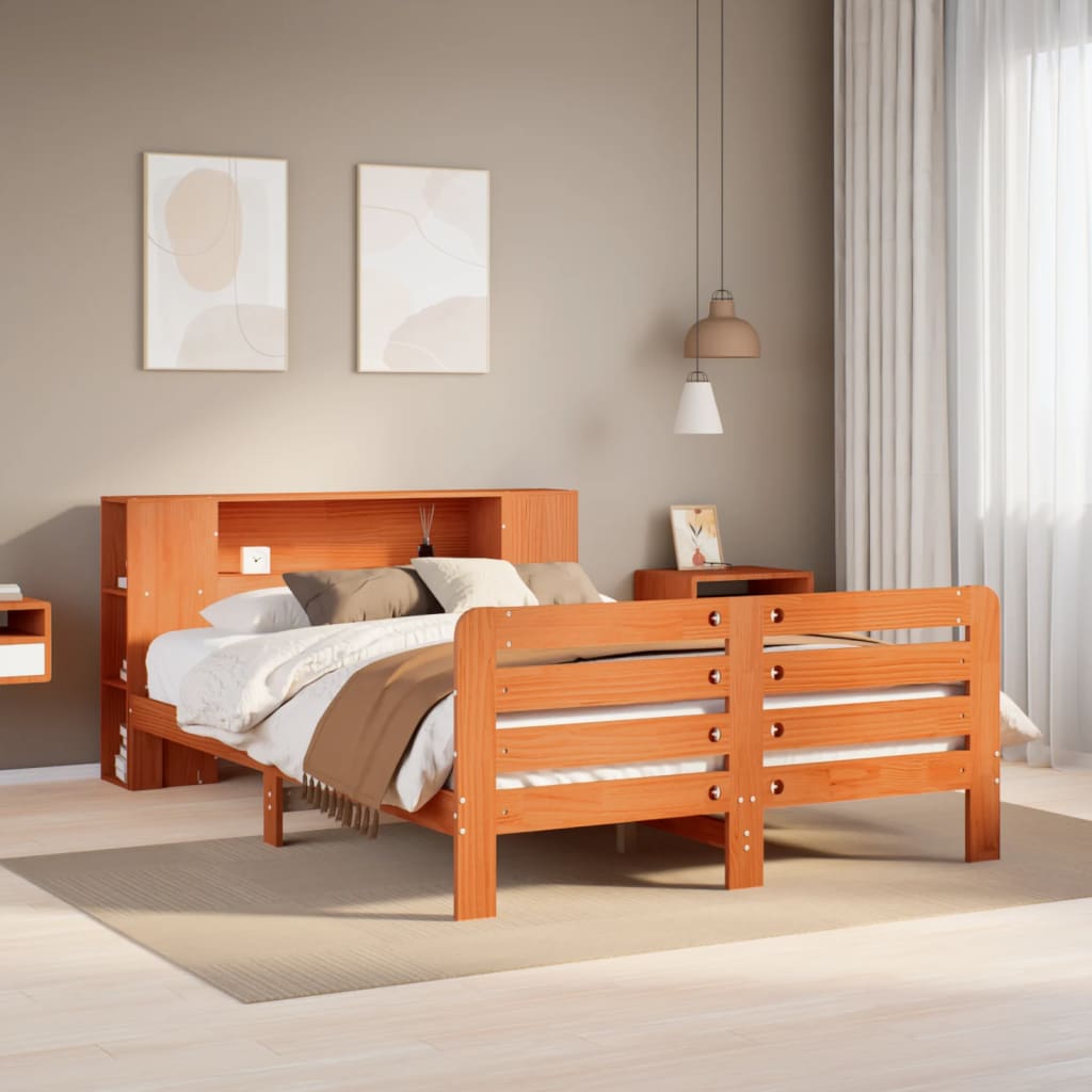 Giroletto senza Materasso Marrone Cera 150x200 cm Legno di Pino | homemem39