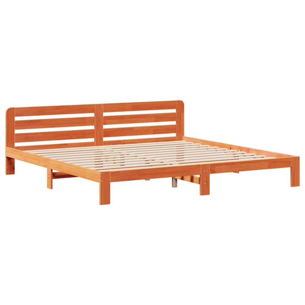 Giroletto senza Materasso Marrone Cera 200x200 cm Legno di Pino - homemem39