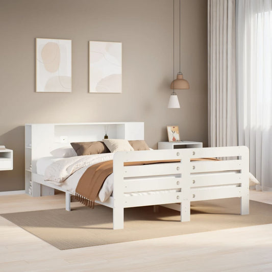 Letto senza Materasso Bianco 135x190 cm Legno Massello di Pino - homemem39