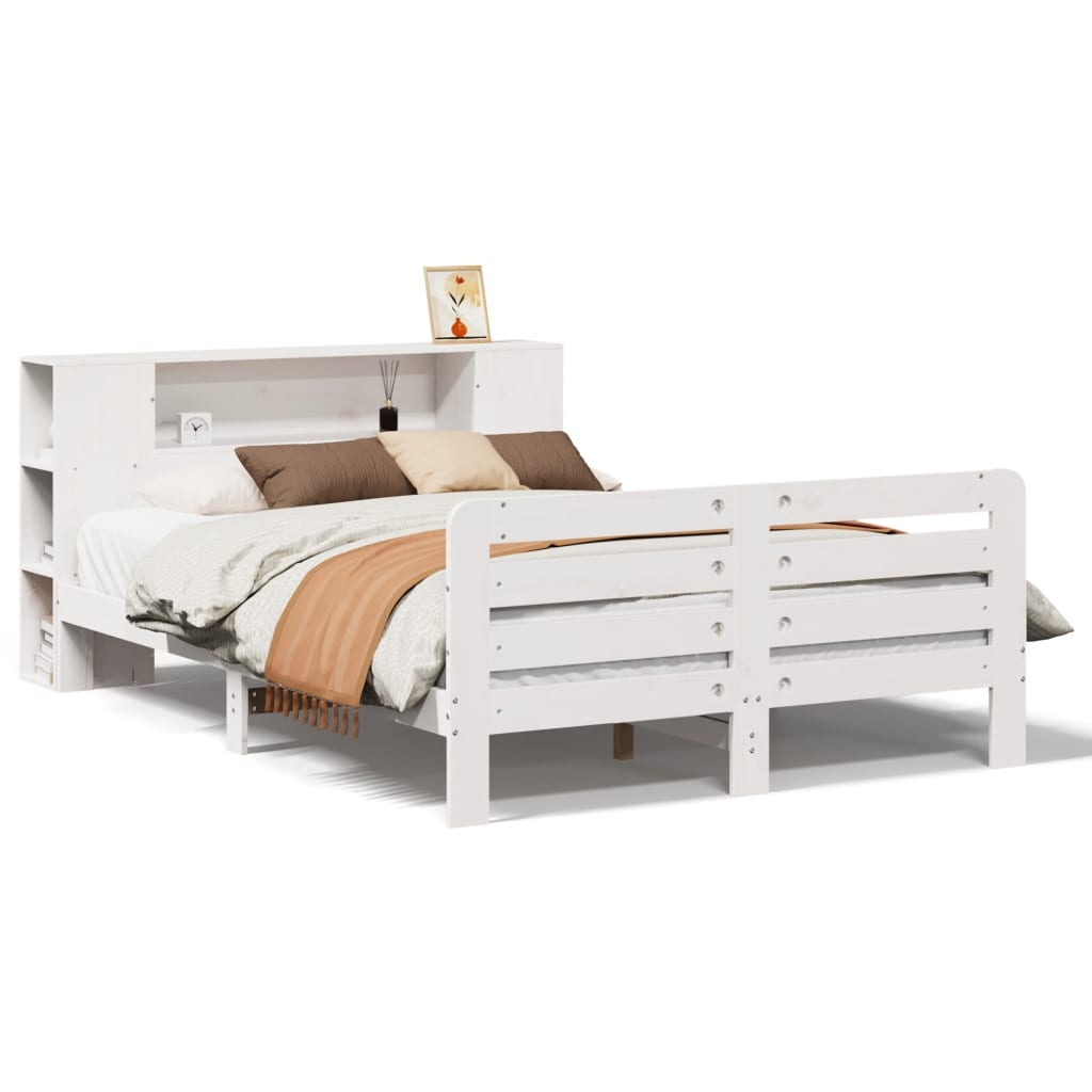 Letto senza Materasso Bianco 140x190 cm Legno Massello di Pino - homemem39