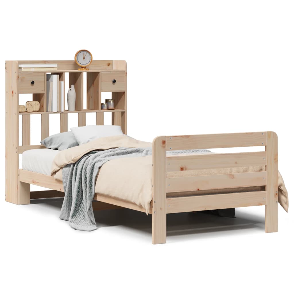 Letto Libreria senza Materasso 90x200 cm Legno Massello Pino - homemem39