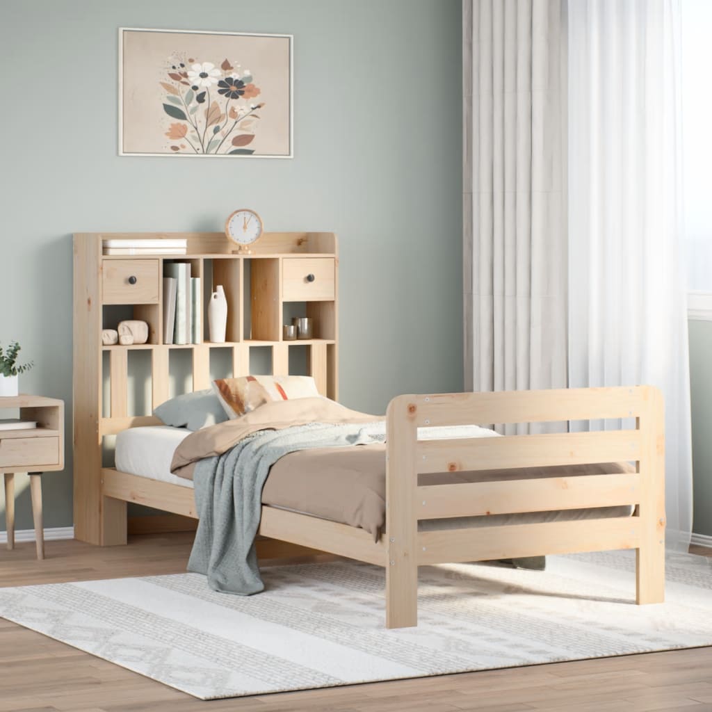 Letto Libreria senza Materasso 90x200 cm Legno Massello Pino - homemem39
