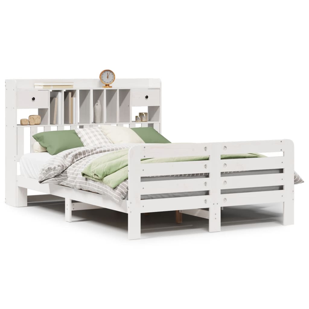 Letto Libreria senza Materasso Bianco 140x200 cm Legno di Pino - homemem39