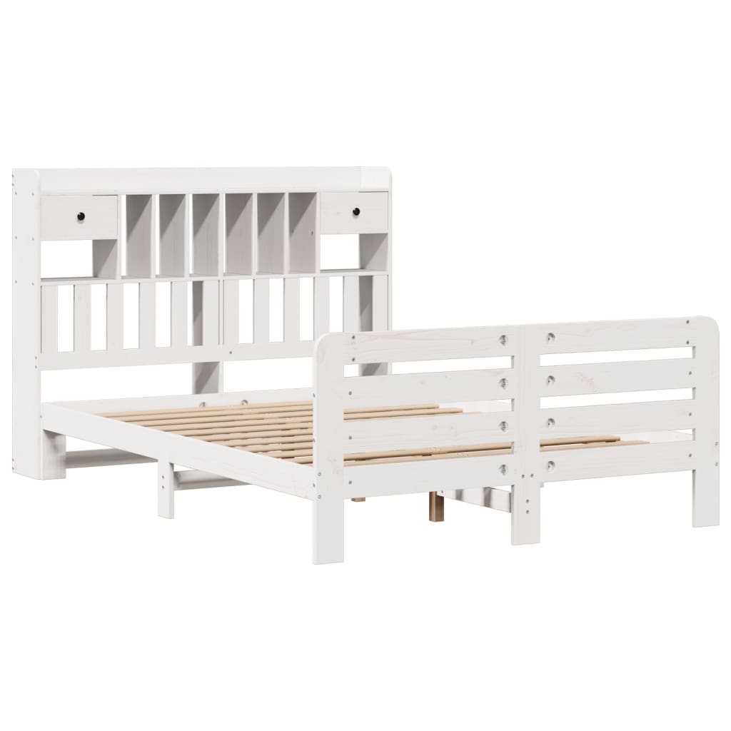 Letto Libreria senza Materasso Bianco 140x200 cm Legno di Pino - homemem39
