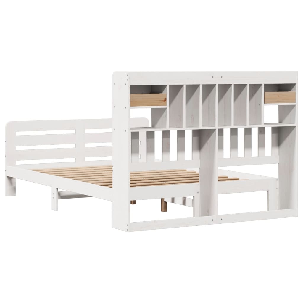 Letto Libreria senza Materasso Bianco 150x200 cm Legno di Pino - homemem39