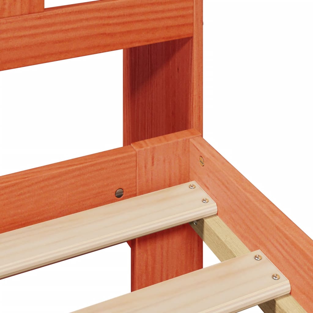 Letto Libreria senza Materasso Marrone Cera 150x200 cm in Pino - homemem39