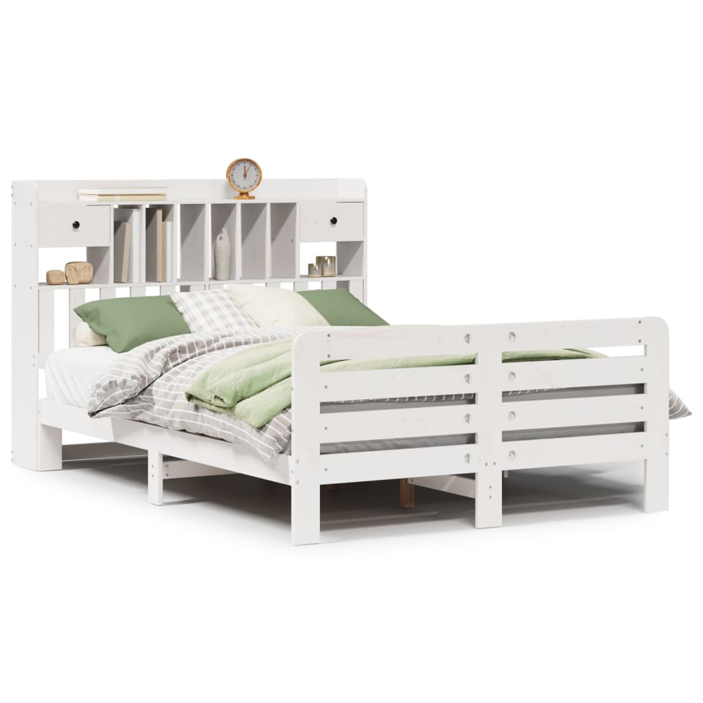 Letto Libreria senza Materasso Bianco 160x200 cm Legno di Pino - homemem39