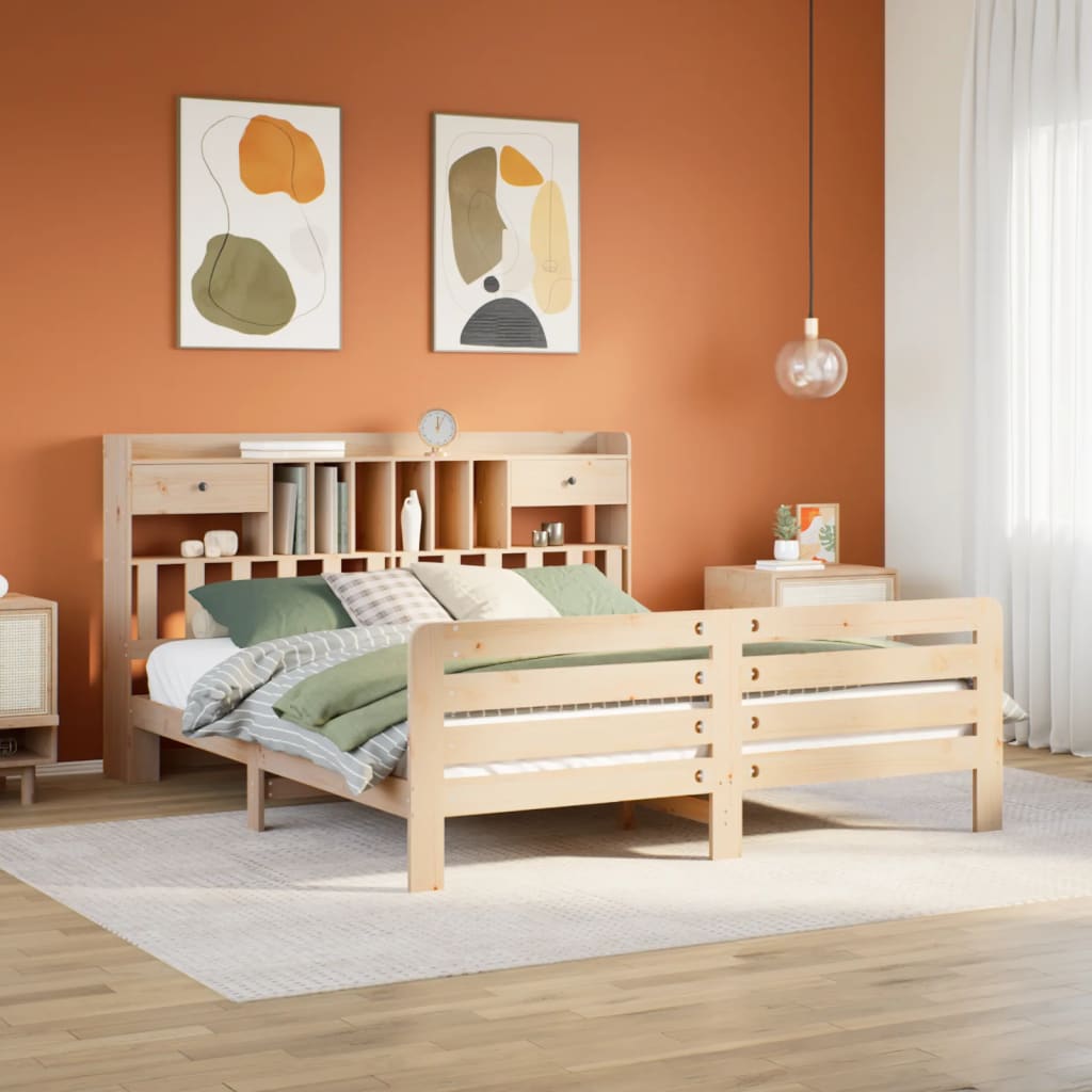 Letto Libreria senza Materasso 180x200 cm in Legno di Pino - homemem39