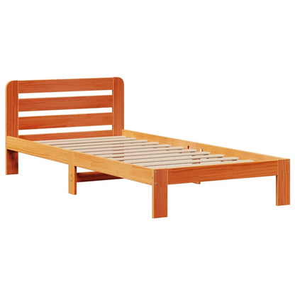 Letto Libreria senza Materasso Marrone Cera 75x190 cm in Pino - homemem39