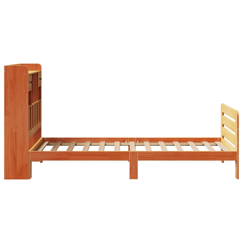 Letto Libreria senza Materasso Marrone Cera 75x190 cm in Pino - homemem39