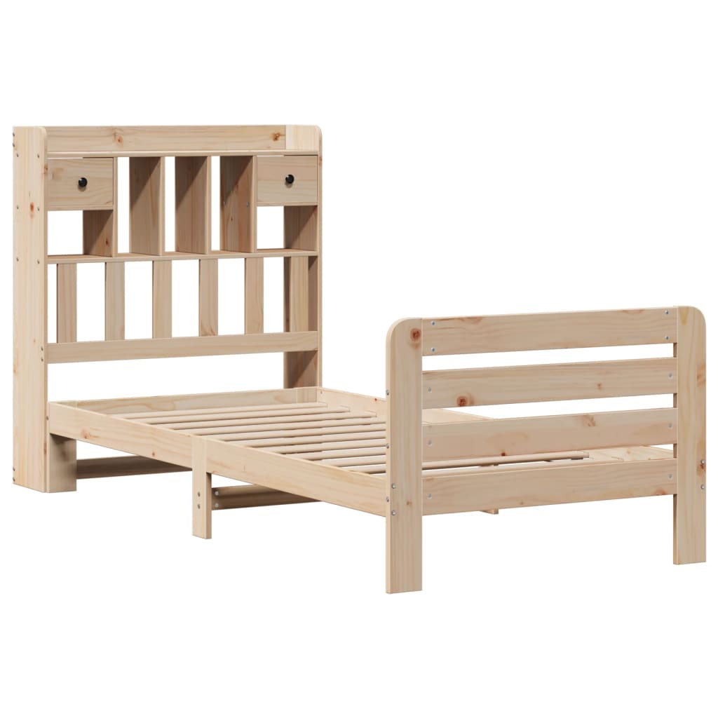 Letto Libreria senza Materasso 90x190 cm Legno Massello Pino - homemem39
