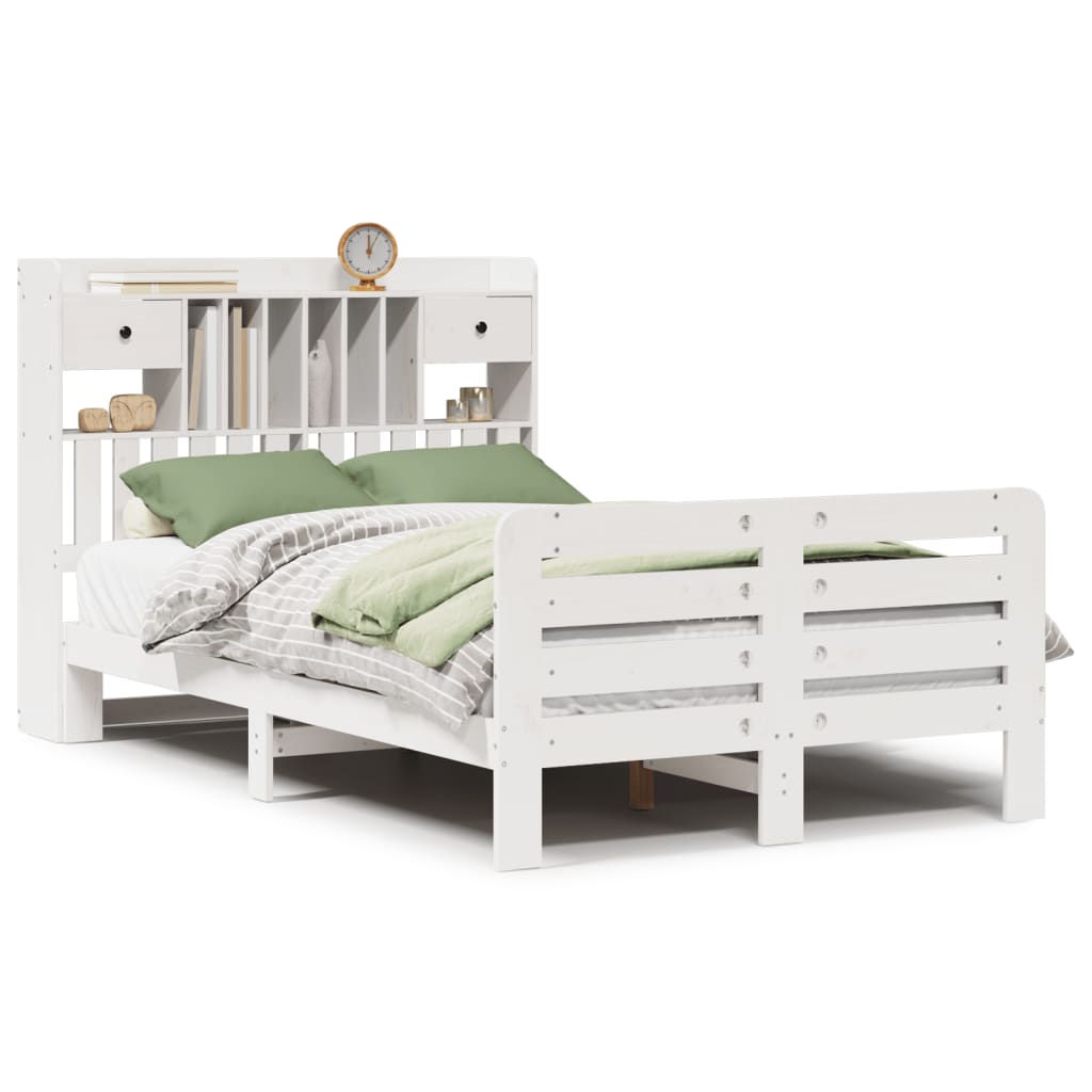 Letto Libreria senza Materasso Bianco 135x190 cm Legno di Pino - homemem39