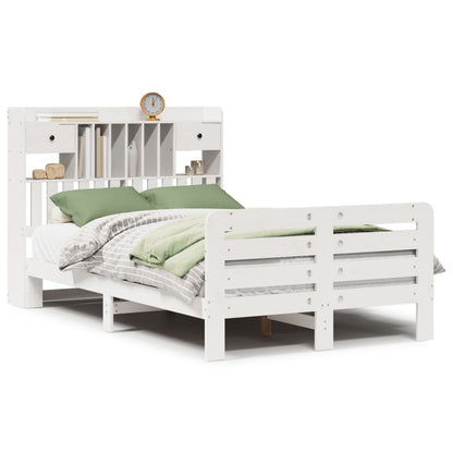 Letto Libreria senza Materasso Bianco 135x190 cm Legno di Pino - homemem39
