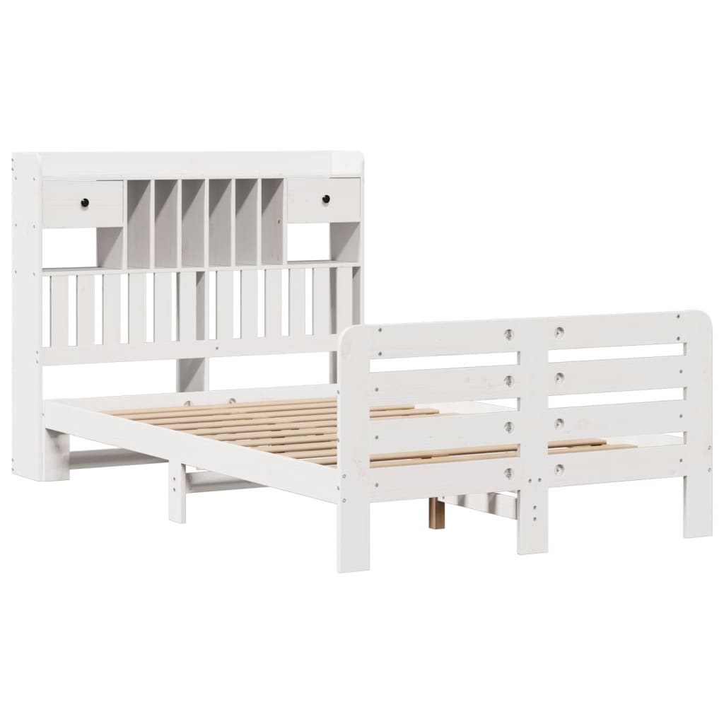 Letto Libreria senza Materasso Bianco 135x190 cm Legno di Pino - homemem39