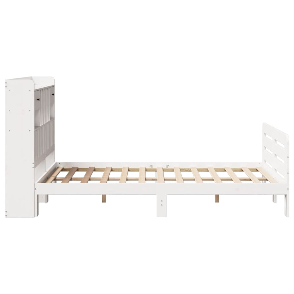 Letto Libreria senza Materasso Bianco 135x190 cm Legno di Pino - homemem39